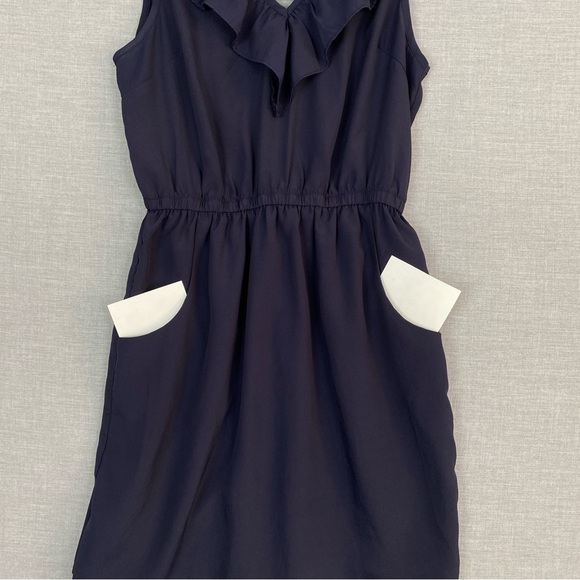 Sleeveless Mini Dress Alythea Purple Ruffled V-Neck Elastic Waist Pockets - Picture 2 of 11